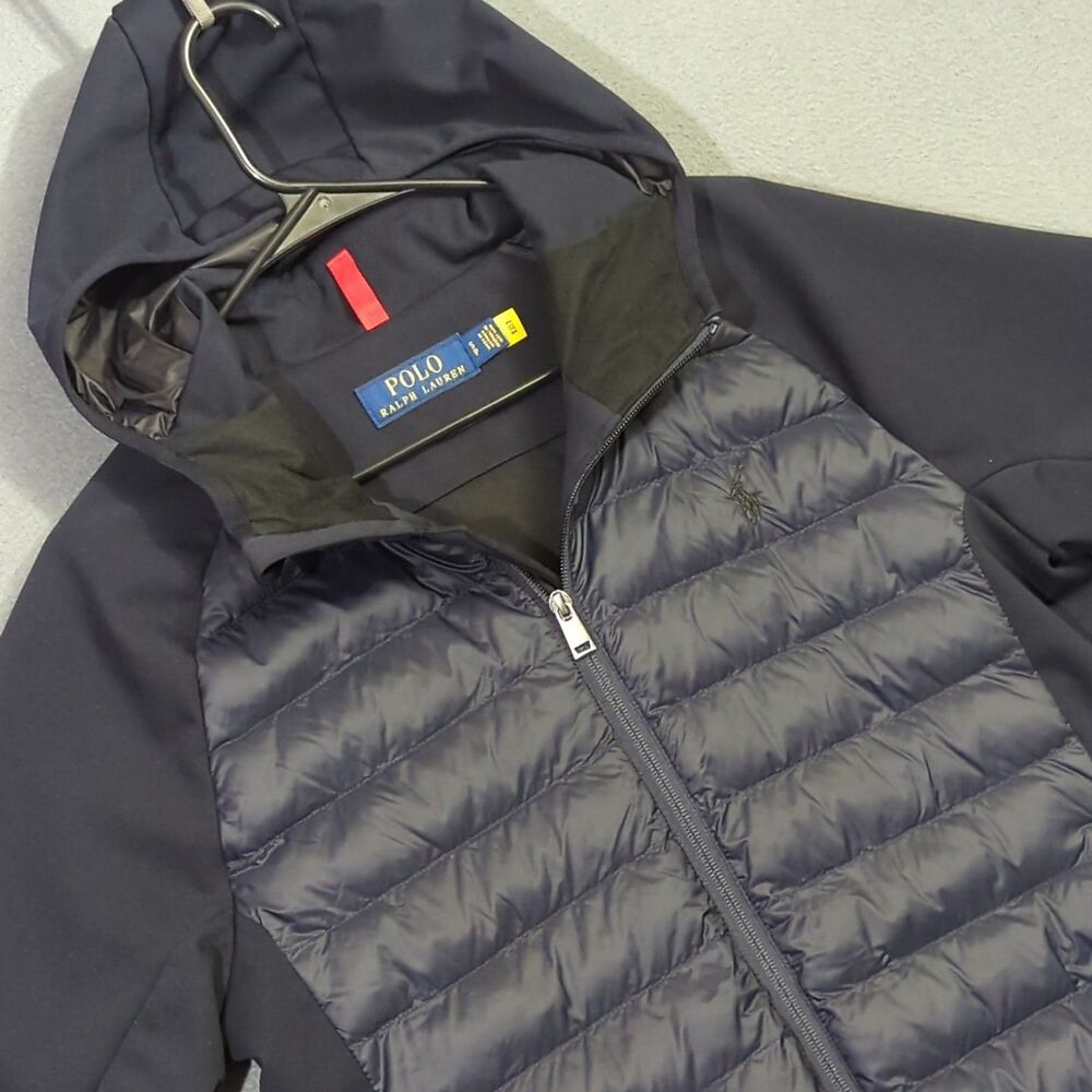 Polo Ralph Lauren Water Repellent Hybrid Jacket Men's S Navy Hooded Full Zip